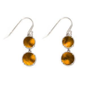 Recycled Vintage Amber Bleach Jug Sterling Silver Double Take Earrings